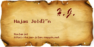Hajas Jolán névjegykártya